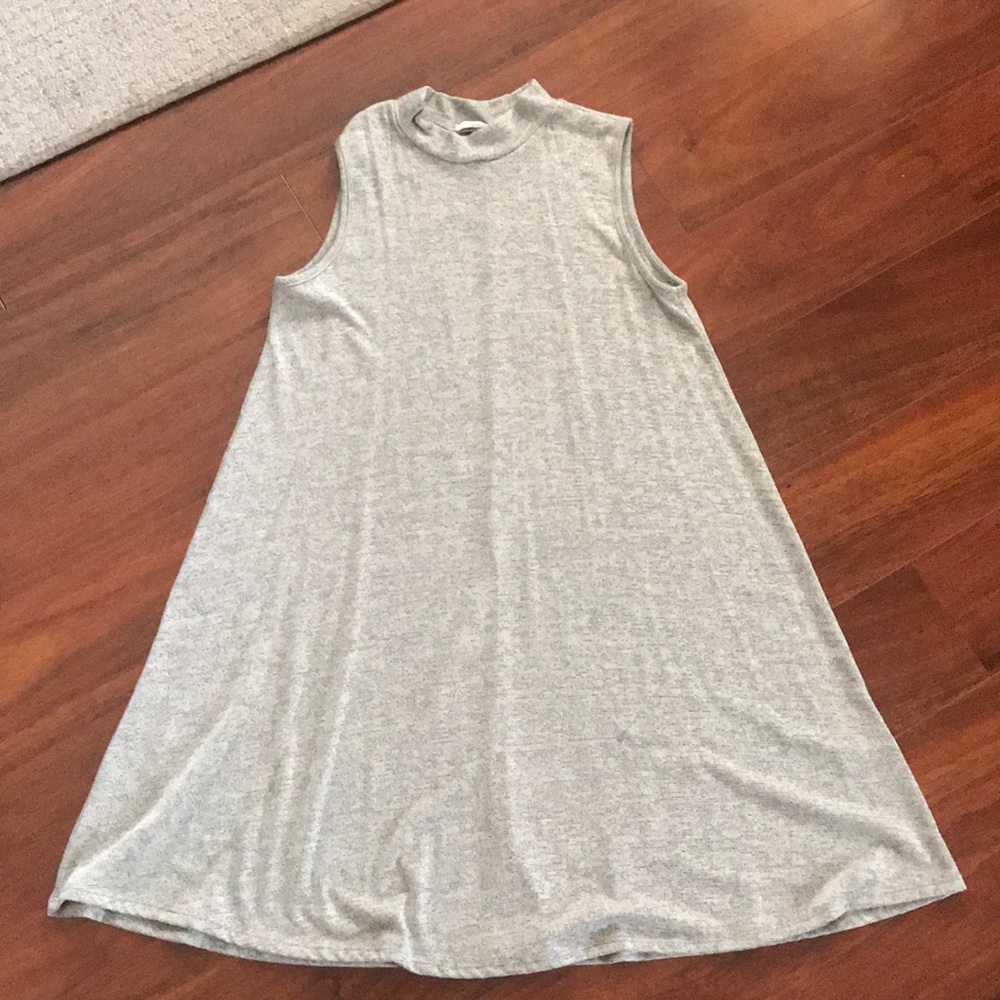 Gray tunic dress with Mock collar